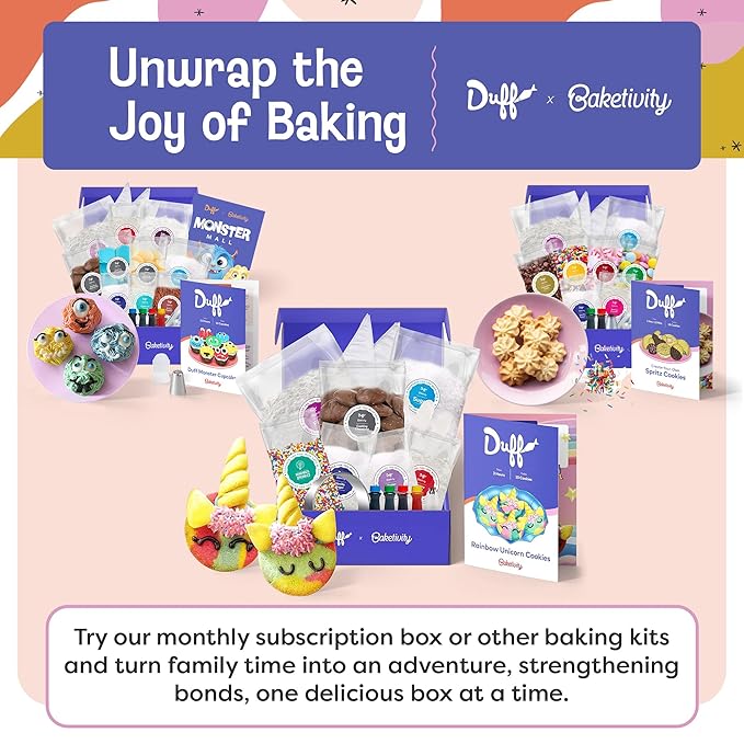 Baketivity x Duff Goldman Unicorn Cookies - Kids Baking Kit - Cooking Kits with Premeasured