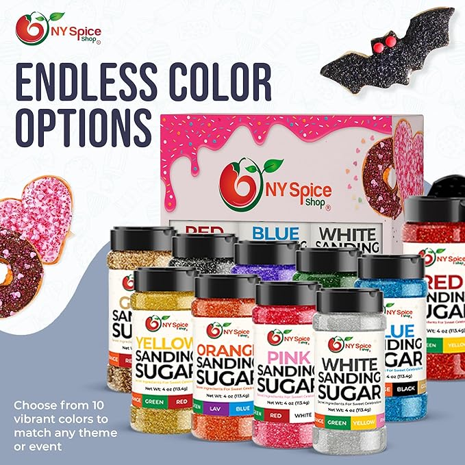 NY Spice Shop Black Sanding Sugar - 4 Ounce Sweet Colorful Edible Sprinkles For Candy Dish - Sugar