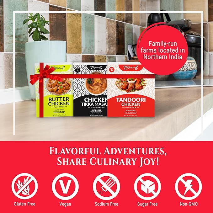 Tikka Masala, Butter Chicken Makhani, Tandoori Chicken Indian food spice kits by Flavor Temptations