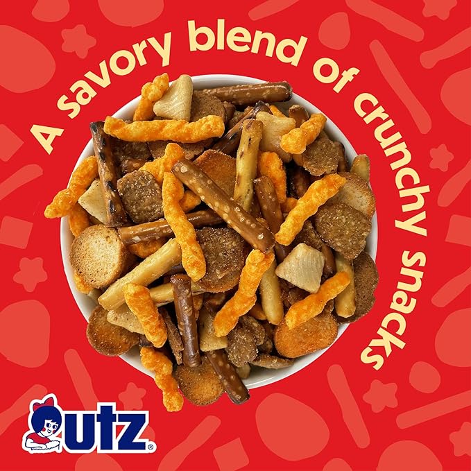 Utz Pub Mix, 42 Oz. Barrel, Savory Snack Mix with a Blend of Crunchy Flavors for a Tasty Party