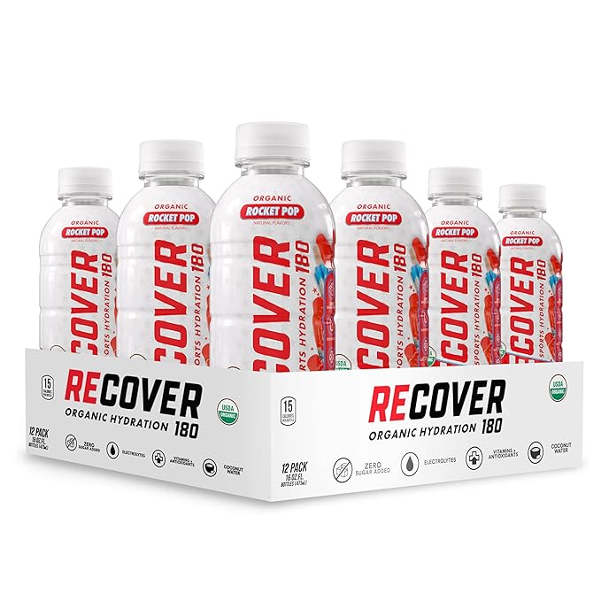 RECOVER 180 Organic Sports Hydration Drink, No Sugar Added, 20 Calorie Sports Beverage, Organic
