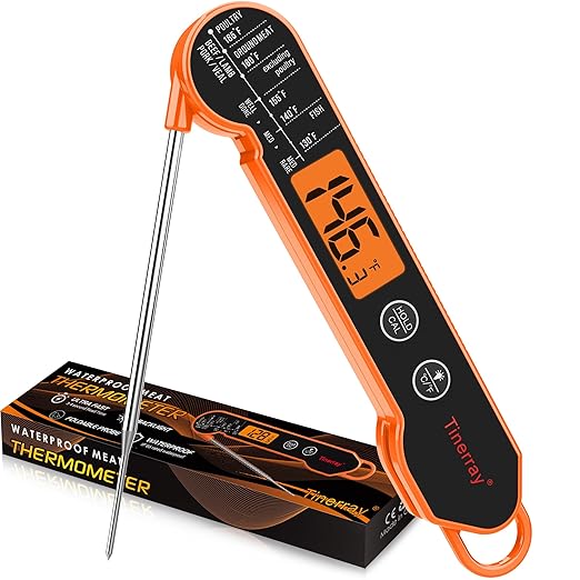 Digital Meat Thermometer Instant Read - Ultra Fast 1s Reading, Waterproof with Backlight & Motion