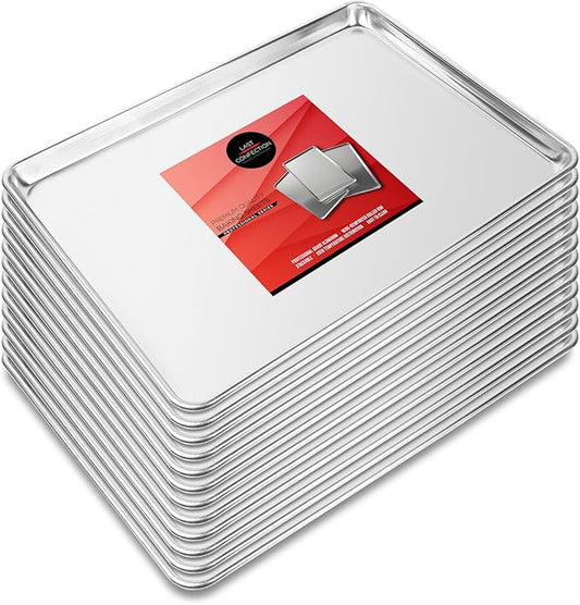 Last Confection 12 Cookie Baking Sheets 15" x 21" - Rimmed Aluminum Jelly Roll Trays