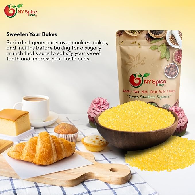 NY Spice Shop Yellow Sanding Sugar - 8 Ounce Sweet Colorful Edible Sprinkles For Candy Dish - Sugar
