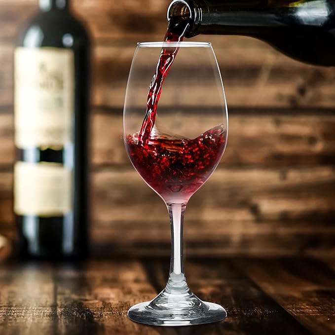 DISCOUNT PROMOS Rioja Wine Glasses with Stem 10 oz. Set of 10, Bulk Pack - Color Bottom, Perfect