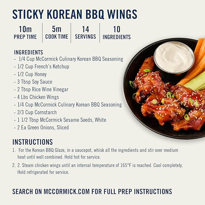 McCormick Culinary Seasoning, Korean BBQ Gochujang Style, No MSG Added, Gluten Free, For Culinary &
