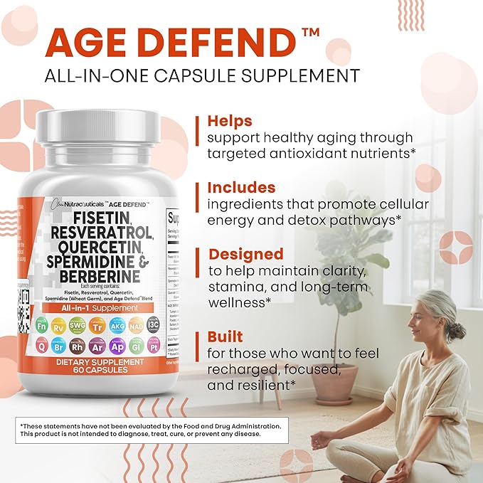 Clean Nutraceuticals Fisetin Quercetin Resveratrol with Spermidine Wheat Germ Extract - Health