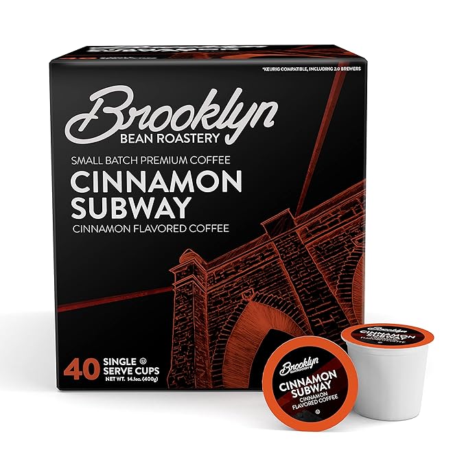Brooklyn Beans Cinnamon Subway Gourmet Coffee Pods - Compatible with Keurig K Cup Brewers Including