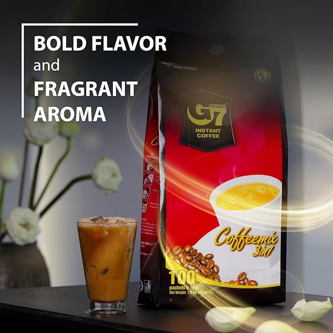 Trung Nguyen G7 Instant Coffee - 3-in-1 with NANO+ Technology, Roasted Ground Blend, Non-dairy