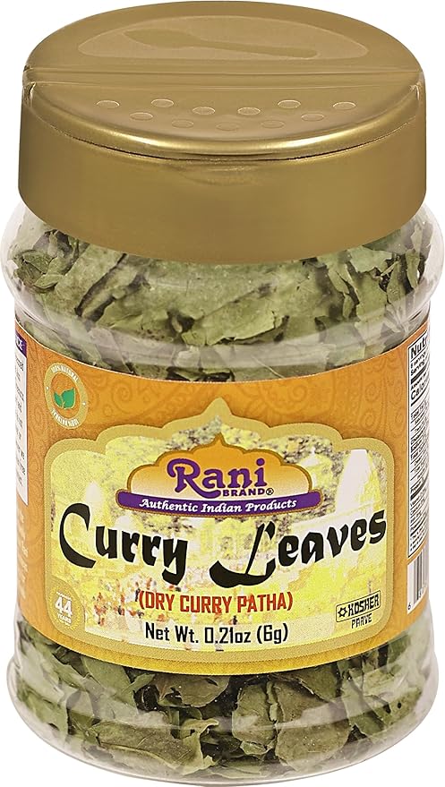 Rani Dried Curry Whole Leaves (Kari Neem Patha) Indian Spice 0.21oz (6g) PET Jar ~ Non-irradiated |