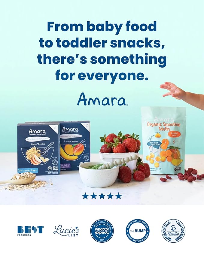 Amara Smoothie Melts - Mighty Sweet Greens - Baby Snacks Made With Fruits and Vegetables - Healthy