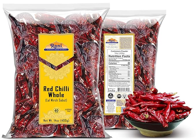 Rani Chilli Whole (Lal Mirch Sabut) 14oz (400g) ~ All Natural | Vegan | No Colors | Gluten Friendly