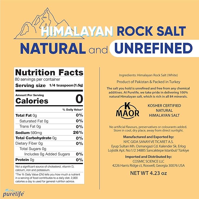 Purelife Himalayan Salt White Coarse Kosher Unrefined - Gourmet Natural Crystal Rock Salt with