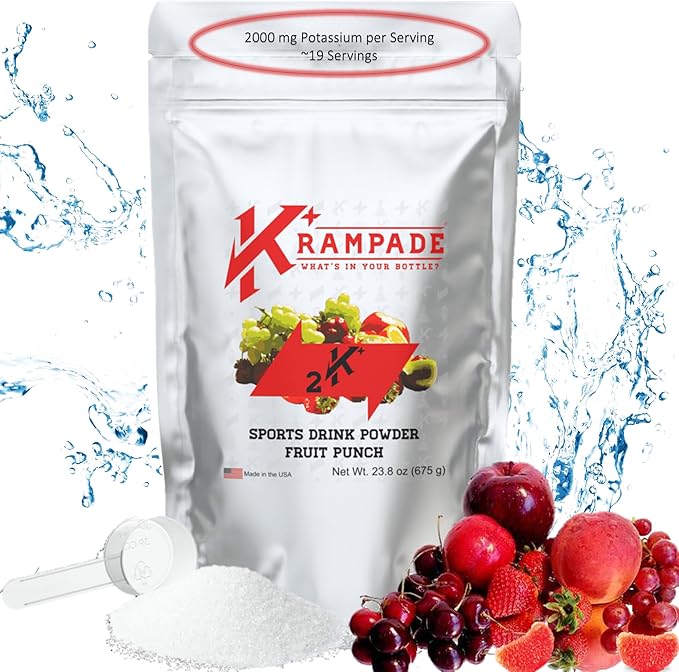 Electrolytes Powder Potassium Supplement - 2000 mg K+, >2X More Than Coconut Water | Cramp Relief