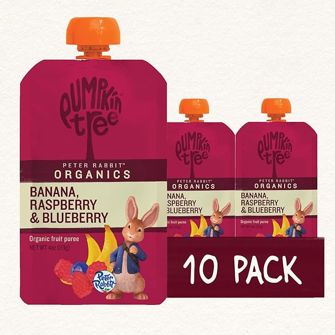 Pumpkin Tree Peter Rabbit Organics, Organic Raspberry, Banana and Blueberry 100% Pure Fruit Snack