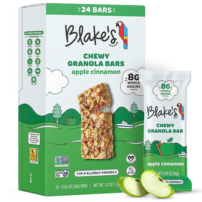 Blake’s Seed Based Chewy Granola Bars — Apple Cinnamon (24 Count), Vegan, Gluten Free, Nut Free &