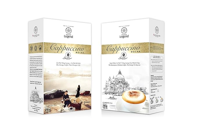 TRUNG NGUYEN LEGEND Cappuccino Mocha Instant Coffee Single Served Stick for Energy Boost (8oz - Box