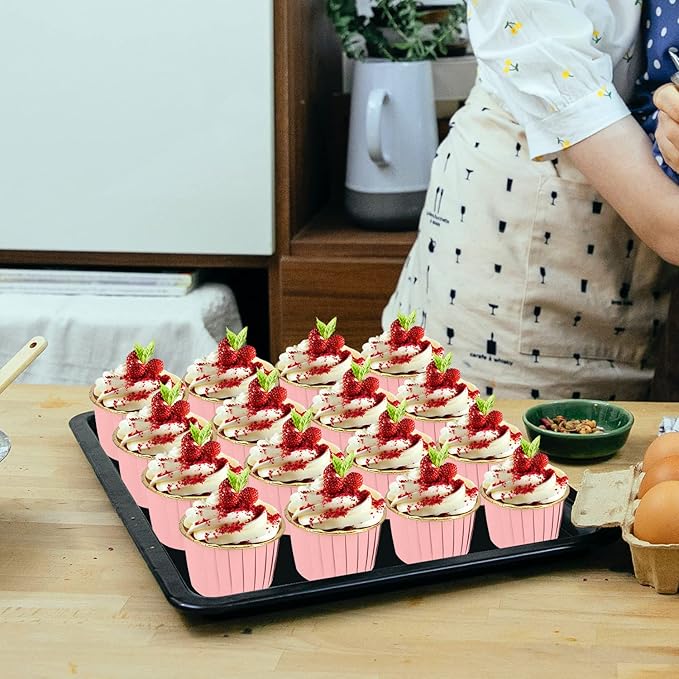 Cupcake Liners for Baking 100Pack,Free-Air 3.5Oz Foil Baking Cups with Dome Lids,Disposable Muffin