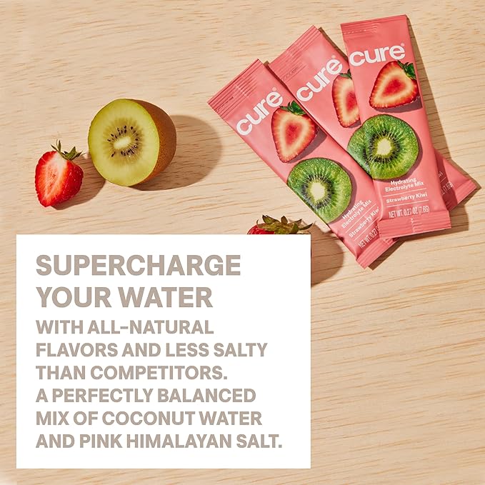 Cure Hydration | Plant-Based Electrolyte Drink Mix | No Added Sugar | FSA-HSA | Dehydration Relief
