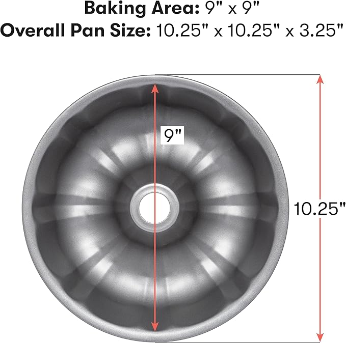 Cooking Light Heavy Duty Nonstick Bakeware Carbon Steel Fluted Tube Bundt Pan with Quick Release
