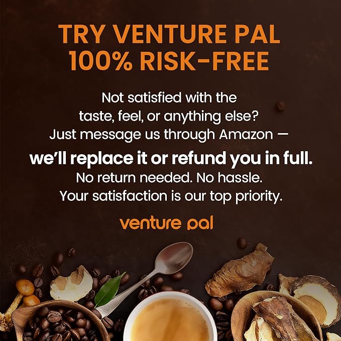Venture Pal Mushroom Coffee with 12 Adaptogenic Functional Mushrooms with Ashwagandha, Lion's Mane