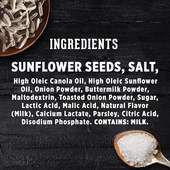 DAVID SEEDS Sour Cream & Onion Jumbo Sunflower Seeds, Keto Friendly, 5.25-oz. Resealable Bag (Pack