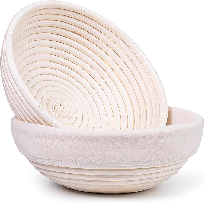 Bread Proofing Baskets Set of 2, Round Shaped Dough Proofing Bowls Linerssourdough starter kit