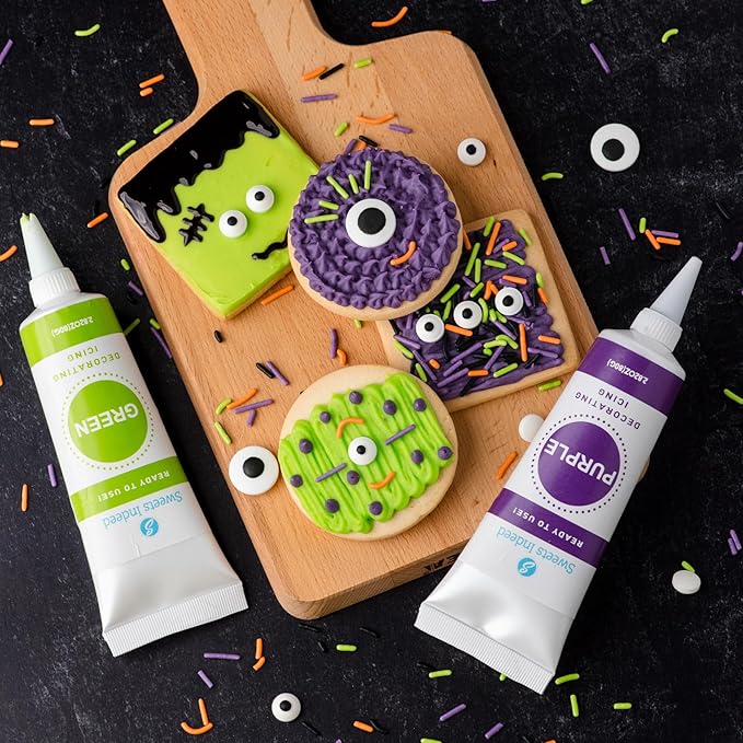 Sweets Indeed Monster Cookie Decorating Kit ??14.59 oz Halloween Cookie Kit with 8 Cookies, 2