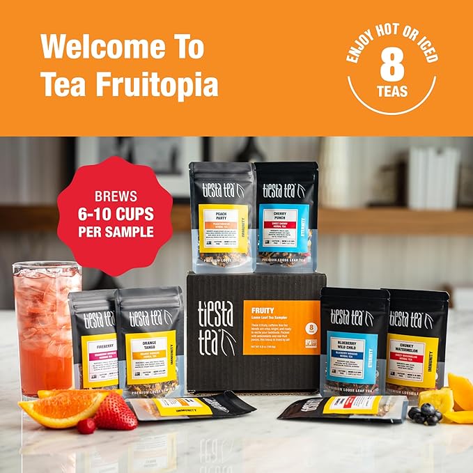 Tiesta Tea - Fruity Tea Sampler Dry Flight Set, Loose Leaf, No Caffeine, Makes Hot and Iced