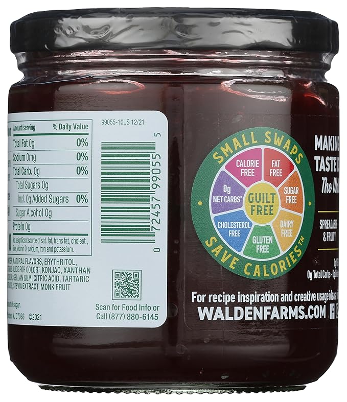 Walden Farms Blueberry Fruit Spread – Zero Calorie, Low Carb, Keto-Friendly, Vegan, Sugar-Free