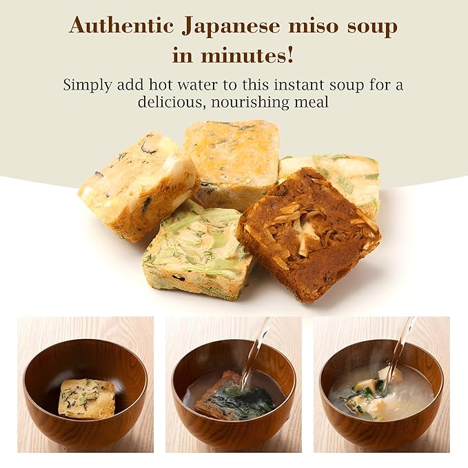 Fusion Select Freeze Dried Miso Soup Packets - Variety Pack with 4 Flavors - Vegetable, Shallot