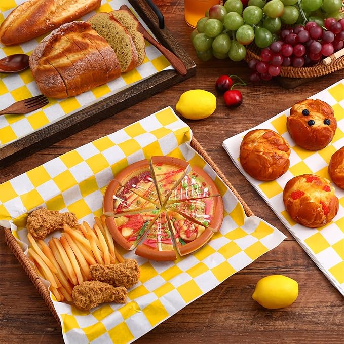 Honeydak 600 Pcs Sandwich Wrapping Paper Sheet 15x15 Checkered Food Wax Sheets Parchment Burgers