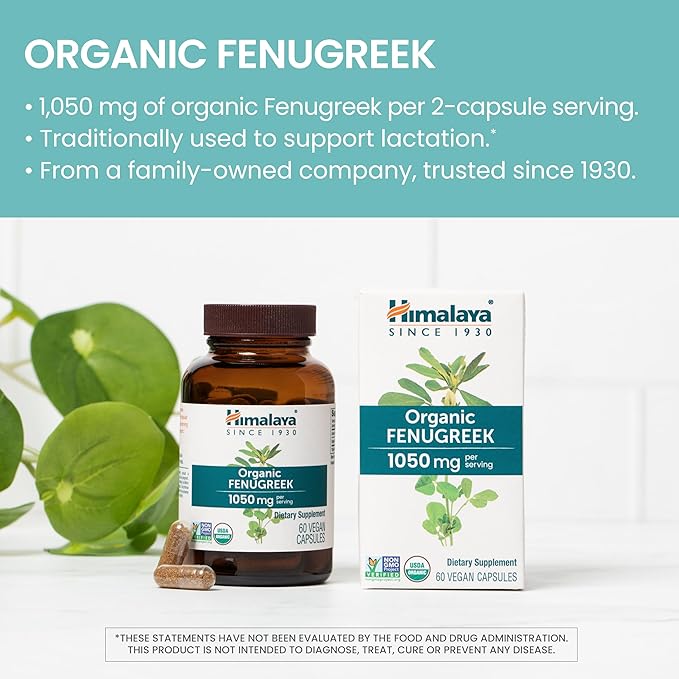 Himalaya Organic Fenugreek for Daily Wellness, Warming and Energizing Properties, 1,050 mg, 60