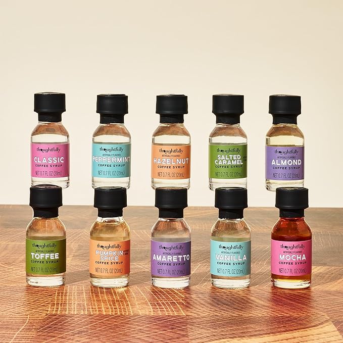 Thoughtfully Gourmet, Coffee Syrup Sampler Gift Set, Syrup Flavors Include Salted Caramel, Vanilla