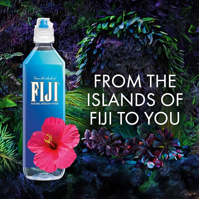 FIJI Natural Artesian Bottled Water 700mL / 23.7 Fl Ounce (Pack of 12) - Sports Cap - 100% Natural