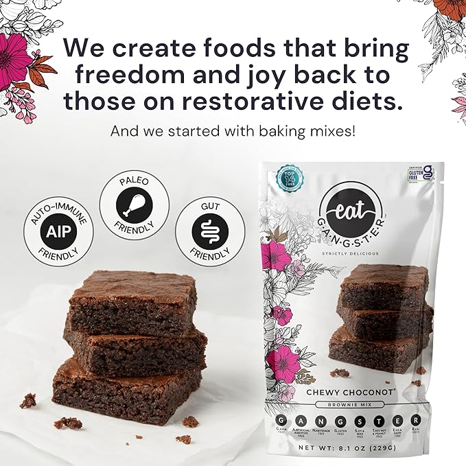 eat G.A.N.G.S.T.E.R. Chewy Choconot Brownie Mix - Allergy-Friendly Baking Mix, Grain-Free, No