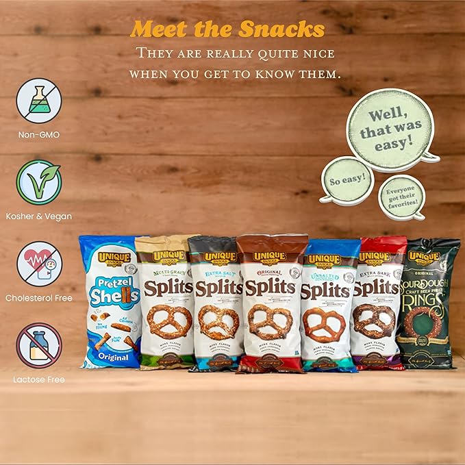 Unique Snacks Original Pretzel Shells, Delicious Homestyle Baked Snack Bag, Vegan, OU Kosher, and