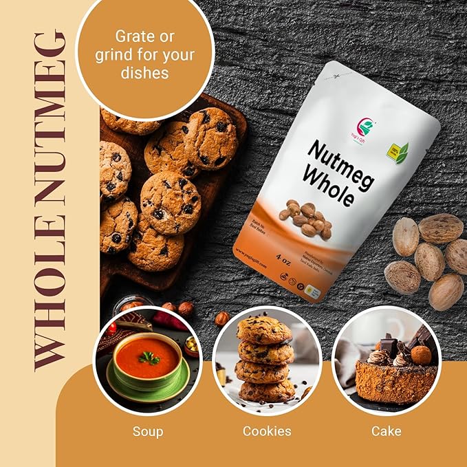 Nutmeg Whole 4oz | Excellent Aroma and Incredible Flavor | Nuez moscada entera | Non- Gmo