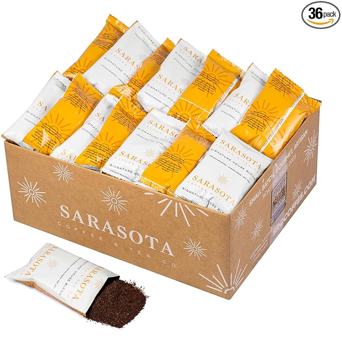 Sarasota Coffee Ground Packets | Gourmet Medium Roast Bulk Coffee Packs | Breakfast Blend | Low