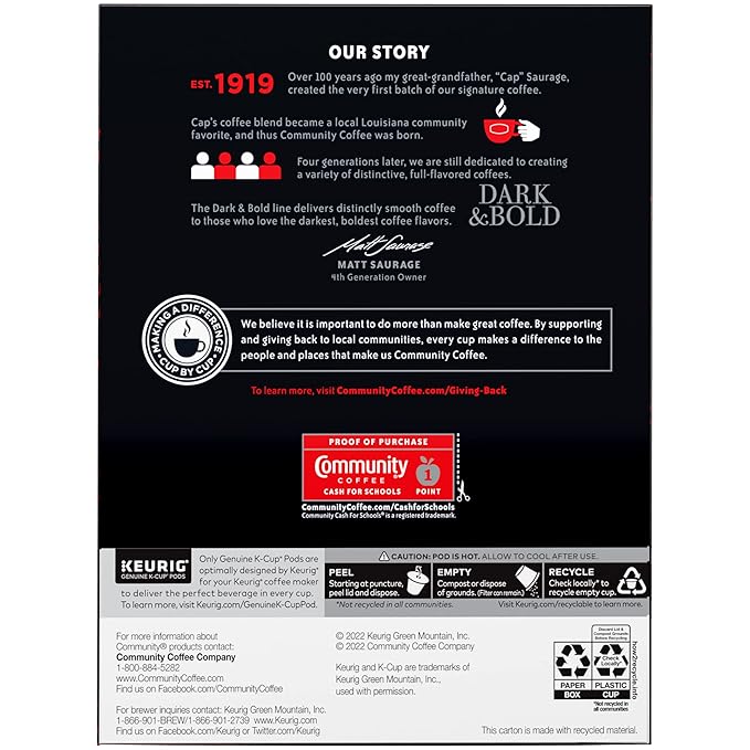 Community Coffee Dark & Bold Espresso Roast 24 Count Coffee Pods, Compatible with Keurig 2.0 K-Cup