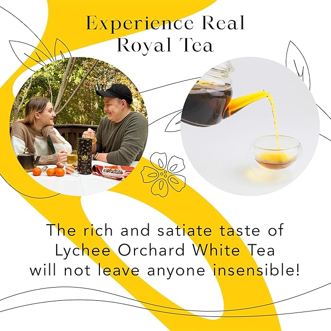 MyRoyalte Exquisite Jasmine Lychee White Tea Blend - 1.3 oz Fragrant White Tea Infused with Sweet