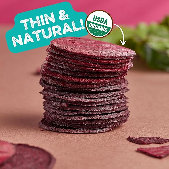 Good Chips Beet & Yacon - Crispy, Baked, No Oil, No Added Salt - Organic, High Fiber, Prebiotic