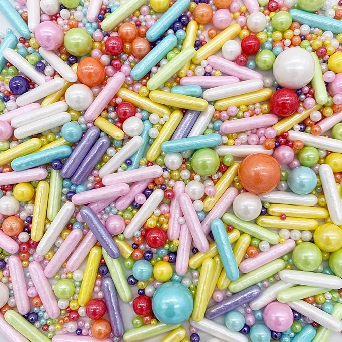 Rainbow Sprinkle Mix Pearl Sugar Candy Mix Size Baking Cake Decorations Cupcake Toppers Cookie