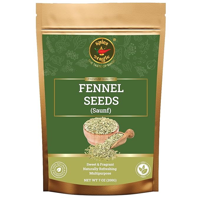 Spice Magic Fennel Seeds | Whole Fennel Seed 7oz (200g), 100% Natural, Fresh, Gourmet Spices and