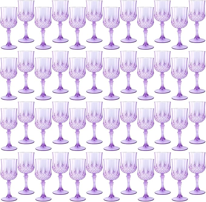 Plastic Wine Glasses，Plastic Goblets Vintage Style Cordial Drinking Glasses for Wedding Reception