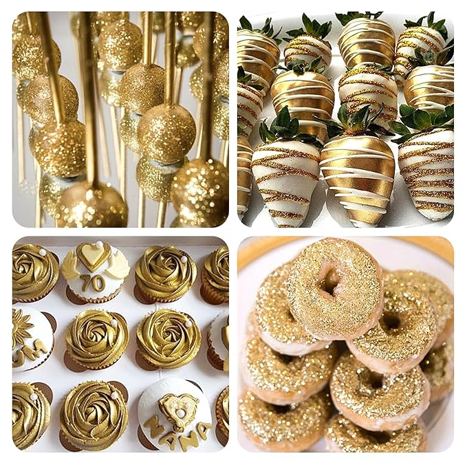 Gold Edible Glitter Spray - 10g Herbeklab Edible Gold Glitter for Cakes Food Grade Metallic Shimmer