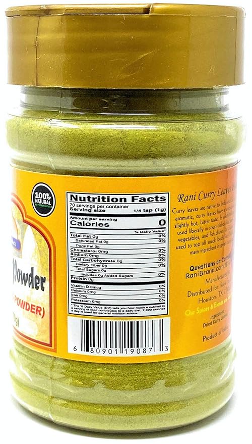 Rani Curry Leaves Powder (Kari Neem Patha) Indian Spice 2.4oz (70g) PET Jar ~ All Natural | Vegan |