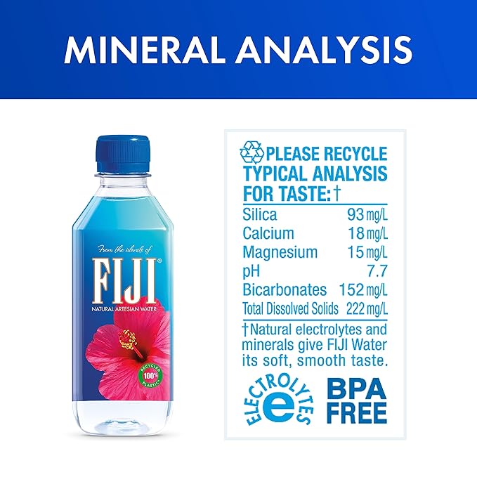 FIJI Natural Artesian Bottled Water 330mL / 11.15 Fl Ounce (Pack of 24) - 100% Natural Electrolytes
