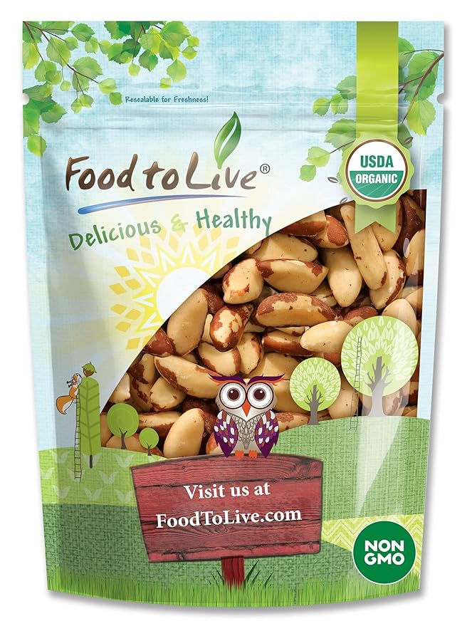 Food to Live - Organic Brazil Nuts, 4 Pounds Non-GMO, Raw, Whole, No Shell, Unsalted, Kosher