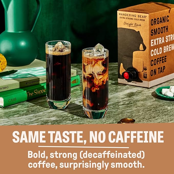 Wandering Bear Decaf Cold Brew Coffee On Tap, 96 fl oz - Bold, Smooth, Unsweetened, Shelf-Stable